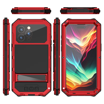 For iPhone 15 Pro Max R-JUST Life Waterproof Dustproof Shockproof Holder Phone Case(Red) by R-JUST