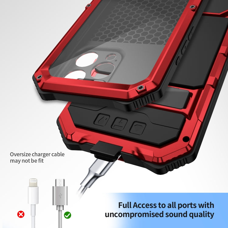 For iPhone 15 Pro Max R-JUST Life Waterproof Dustproof Shockproof Holder Phone Case(Red) by R-JUST