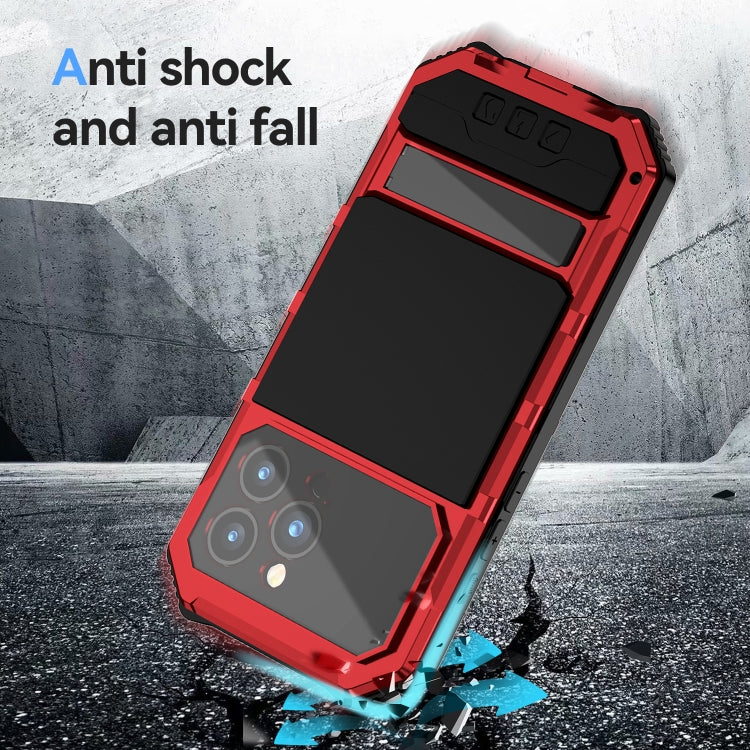 For iPhone 15 Pro Max R-JUST Life Waterproof Dustproof Shockproof Holder Phone Case(Red) by R-JUST