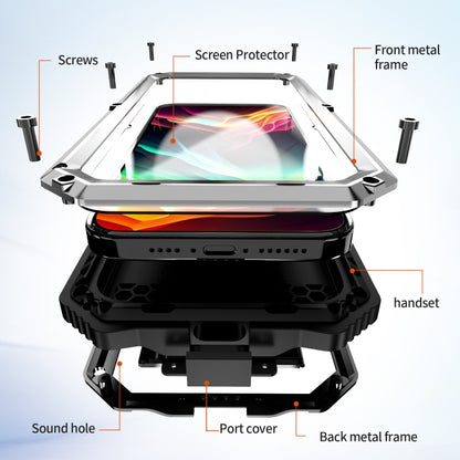 For iPhone 15 Pro Max R-JUST Life Waterproof Dustproof Shockproof Holder Phone Case(Silver) by R-JUST