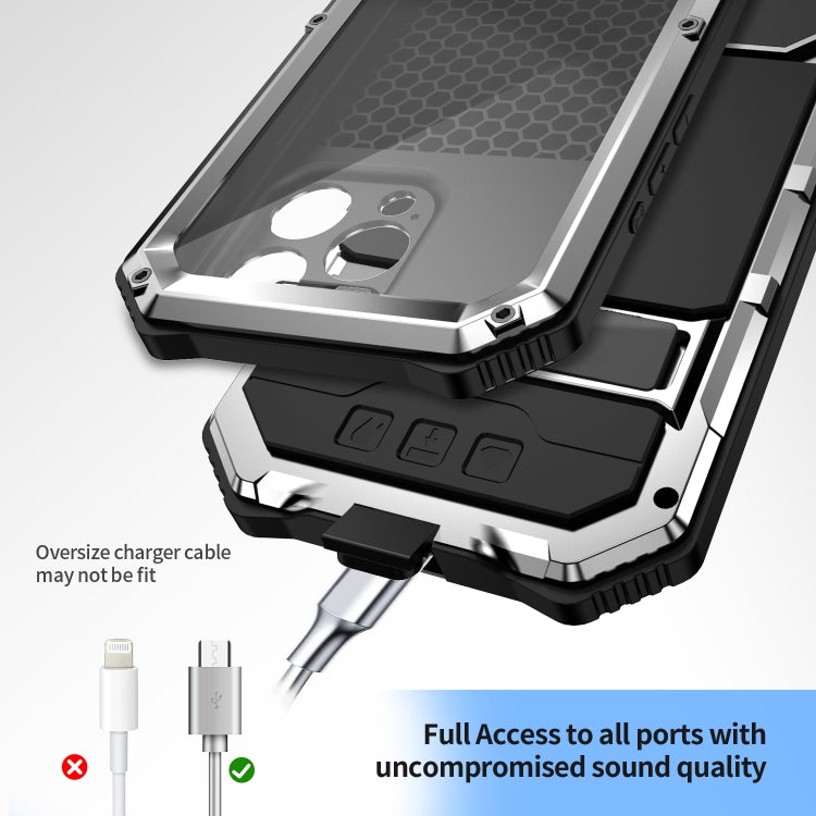 For iPhone 15 Pro Max R-JUST Life Waterproof Dustproof Shockproof Holder Phone Case(Silver) by R-JUST