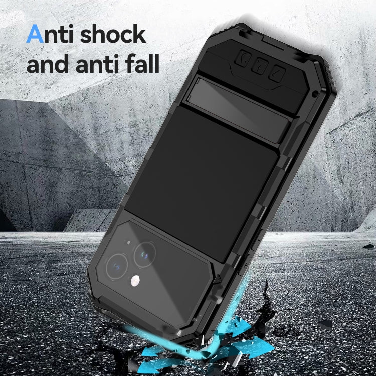 For iPhone 15 Plus R-JUST Life Waterproof Dustproof Shockproof Holder Phone Case(Black) by R-JUST