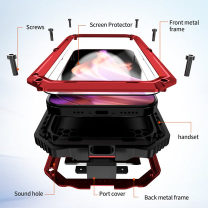 For iPhone 15 Plus R-JUST Life Waterproof Dustproof Shockproof Holder Phone Case(Red) by R-JUST