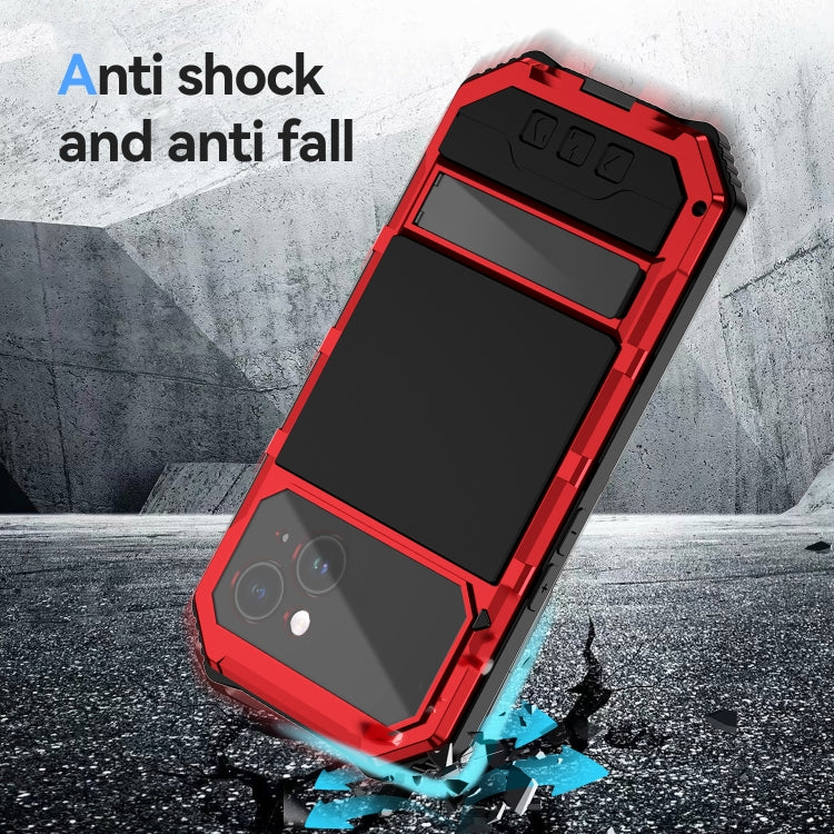 For iPhone 15 Plus R-JUST Life Waterproof Dustproof Shockproof Holder Phone Case(Red) by R-JUST