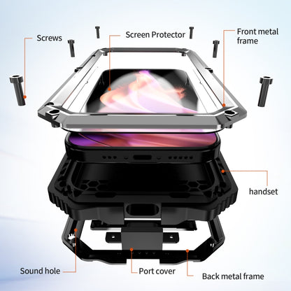 For iPhone 15 Plus R-JUST Life Waterproof Dustproof Shockproof Holder Phone Case(Silver) by R-JUST