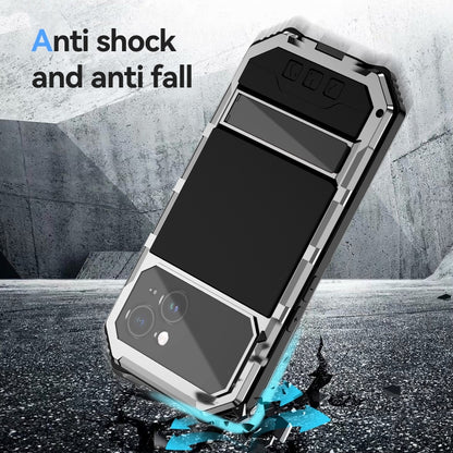 For iPhone 15 Plus R-JUST Life Waterproof Dustproof Shockproof Holder Phone Case(Silver) by R-JUST