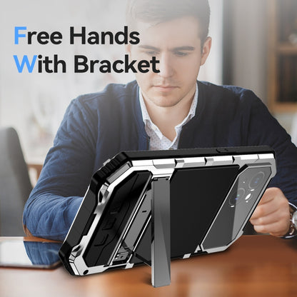 For iPhone 15 Plus R-JUST Life Waterproof Dustproof Shockproof Holder Phone Case(Silver) by R-JUST