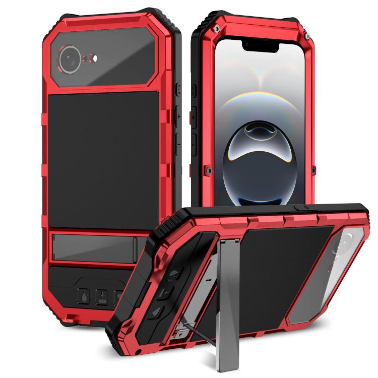 For iPhone 16e R-JUST Life Waterproof Dustproof Shockproof Holder Phone Case(Red) by R-JUST