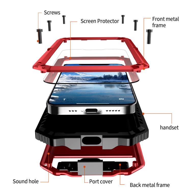 For iPhone 16e R-JUST Life Waterproof Dustproof Shockproof Holder Phone Case(Red) by R-JUST