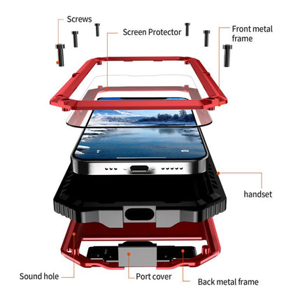 For iPhone 16e R-JUST Life Waterproof Dustproof Shockproof Holder Phone Case(Red) by R-JUST