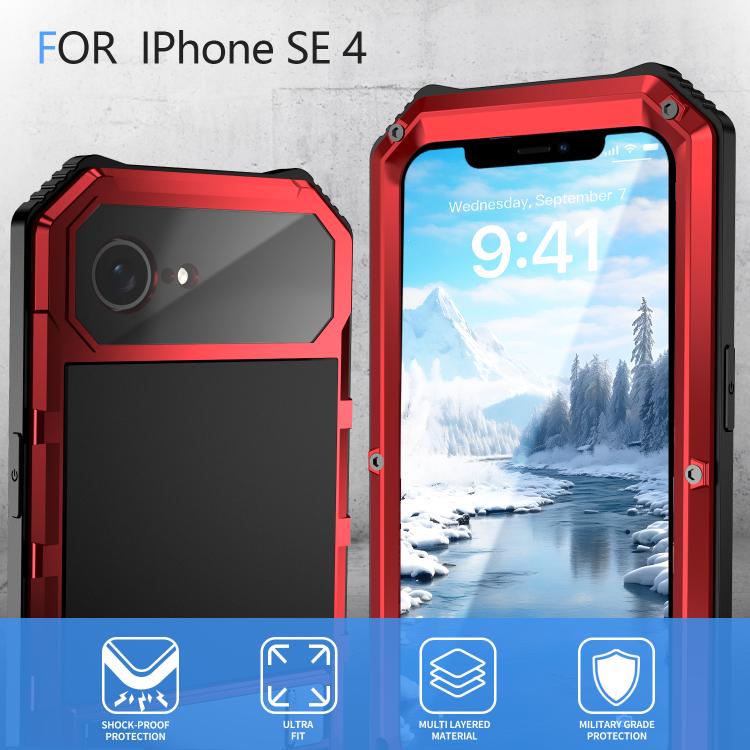 For iPhone 16e R-JUST Life Waterproof Dustproof Shockproof Holder Phone Case(Red) by R-JUST