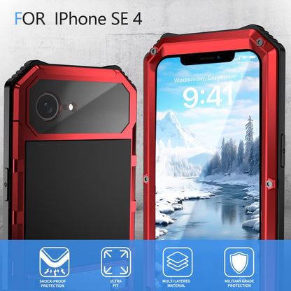 For iPhone 16e R-JUST Life Waterproof Dustproof Shockproof Holder Phone Case(Red) by R-JUST