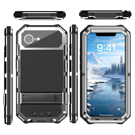 For iPhone 16e R-JUST Life Waterproof Dustproof Shockproof Holder Phone Case(Silver) by R-JUST