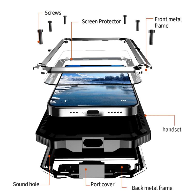For iPhone 16e R-JUST Life Waterproof Dustproof Shockproof Holder Phone Case(Silver) by R-JUST