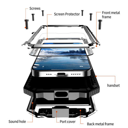 For iPhone 16e R-JUST Life Waterproof Dustproof Shockproof Holder Phone Case(Silver) by R-JUST