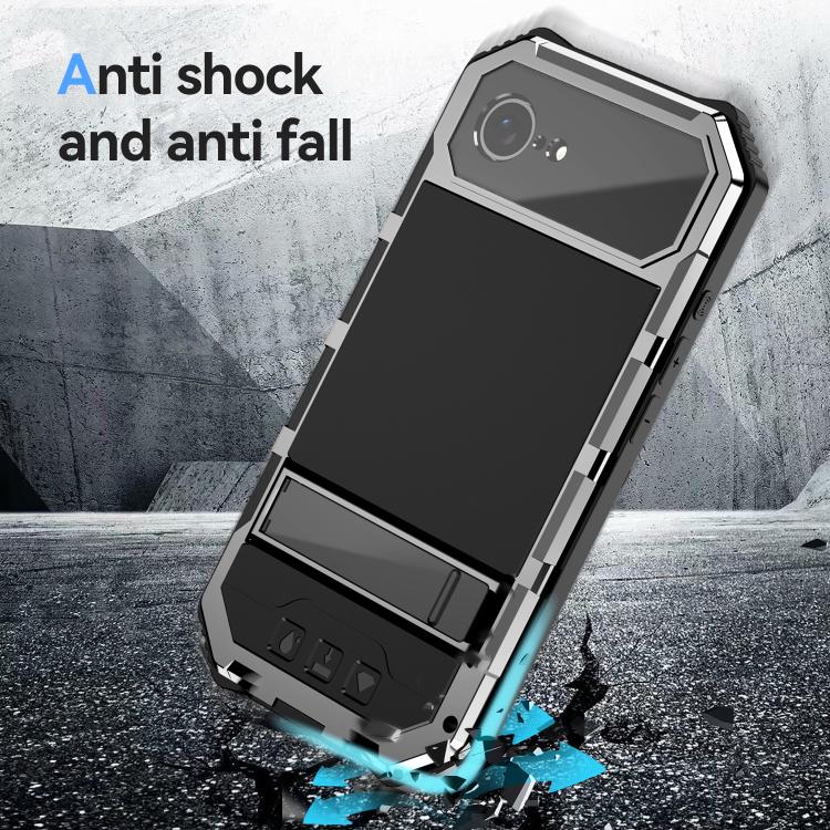 For iPhone 16e R-JUST Life Waterproof Dustproof Shockproof Holder Phone Case(Silver) by R-JUST