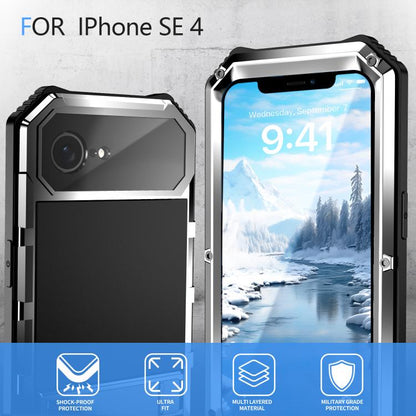 For iPhone 16e R-JUST Life Waterproof Dustproof Shockproof Holder Phone Case(Silver) by R-JUST