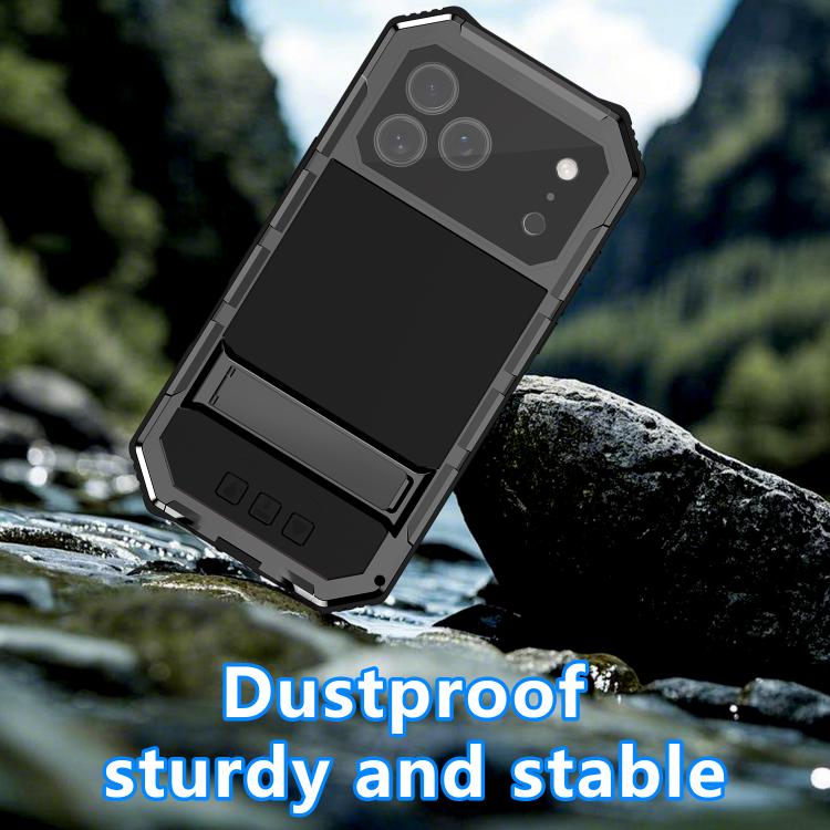 For iPhone 17 Pro Max R-JUST Life Waterproof Dustproof Shockproof Holder Phone Case(Black) by R-JUST