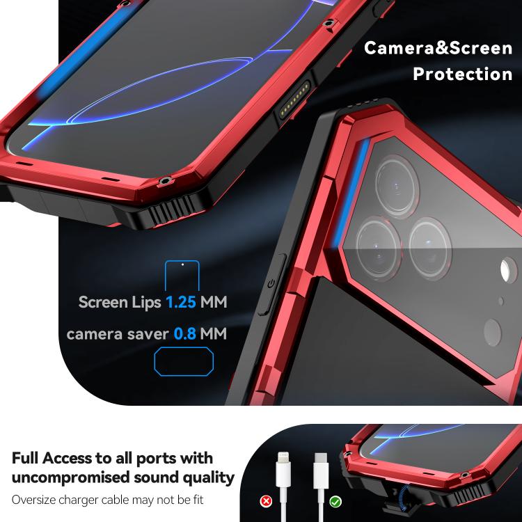 For iPhone 17 Pro Max R-JUST Life Waterproof Dustproof Shockproof Holder Phone Case(Red) by R-JUST
