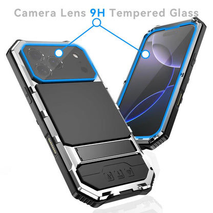 For iPhone 17 Pro Max R-JUST Life Waterproof Dustproof Shockproof Holder Phone Case(Silver) by R-JUST