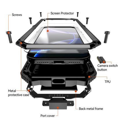 For iPhone 17 Pro R-JUST Life Waterproof Dustproof Shockproof Holder Phone Case(Black) by R-JUST