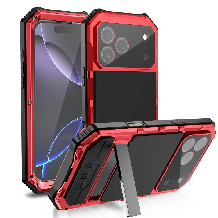 For iPhone 17 Pro R-JUST Life Waterproof Dustproof Shockproof Holder Phone Case(Red) by R-JUST