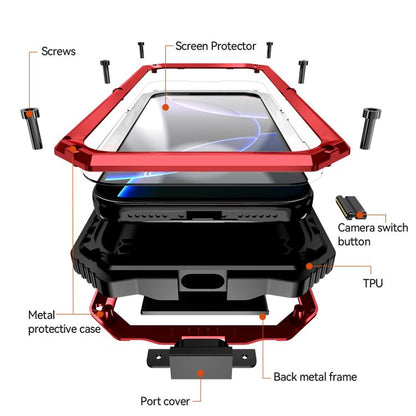 For iPhone 17 Pro R-JUST Life Waterproof Dustproof Shockproof Holder Phone Case(Red) by R-JUST