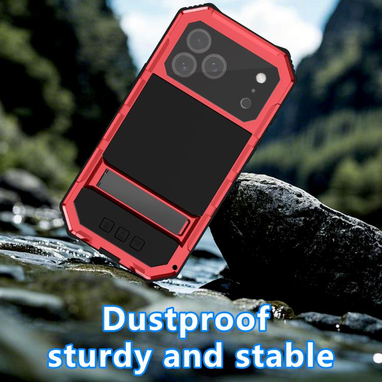 For iPhone 17 Pro R-JUST Life Waterproof Dustproof Shockproof Holder Phone Case(Red) by R-JUST