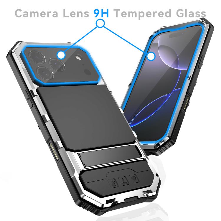 For iPhone 17 Pro R-JUST Life Waterproof Dustproof Shockproof Holder Phone Case(Silver) by R-JUST