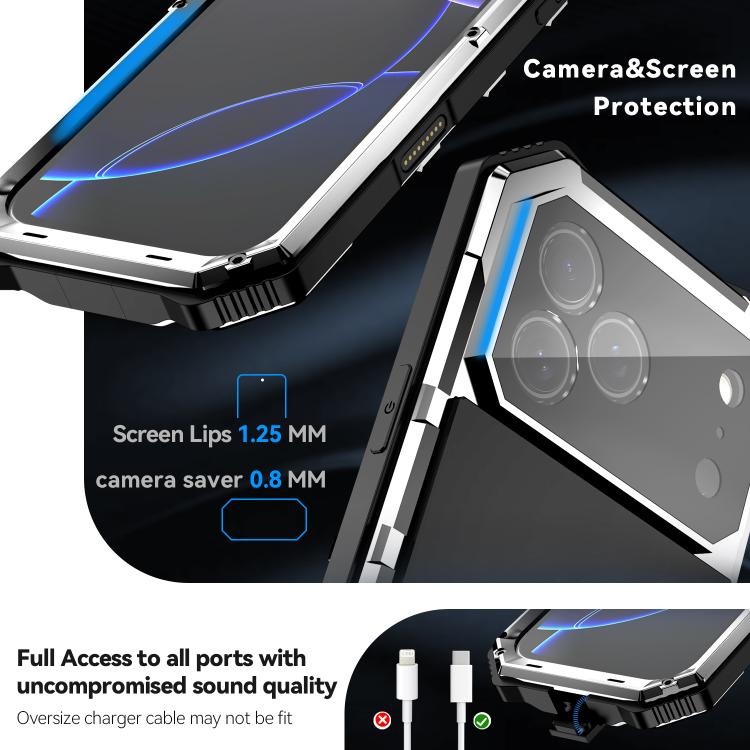 For iPhone 17 Pro R-JUST Life Waterproof Dustproof Shockproof Holder Phone Case(Silver) by R-JUST