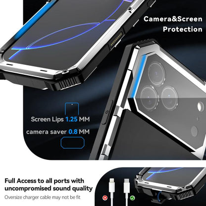 For iPhone 17 Pro R-JUST Life Waterproof Dustproof Shockproof Holder Phone Case(Silver) by R-JUST