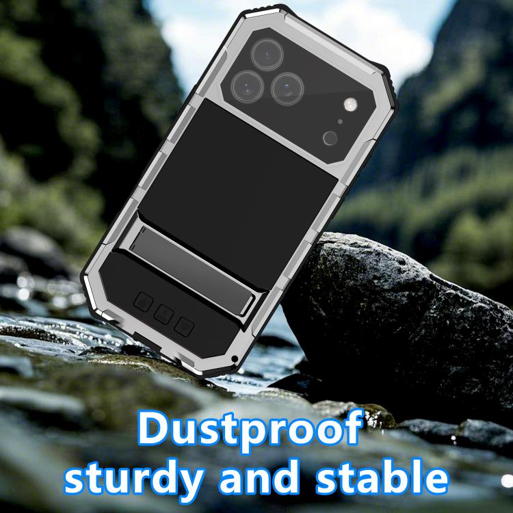 For iPhone 17 Pro R-JUST Life Waterproof Dustproof Shockproof Holder Phone Case(Silver) by R-JUST