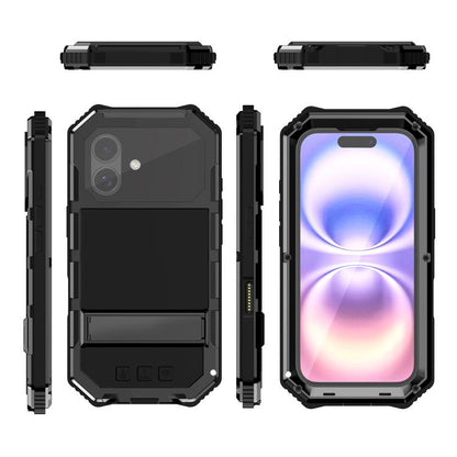 For iPhone 17 R-JUST Life Waterproof Dustproof Shockproof Holder Phone Case(Black) by R-JUST