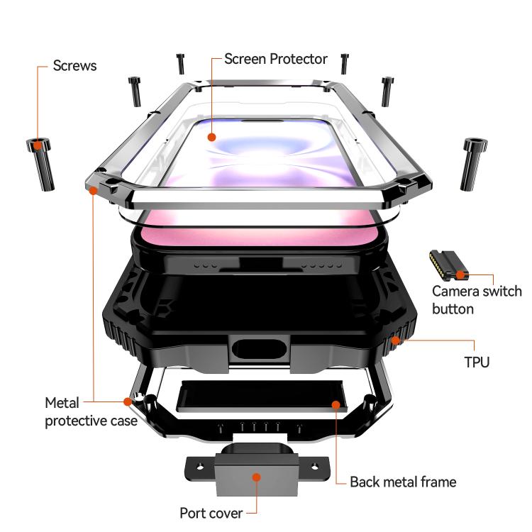 For iPhone 17 R-JUST Life Waterproof Dustproof Shockproof Holder Phone Case(Silver) by R-JUST