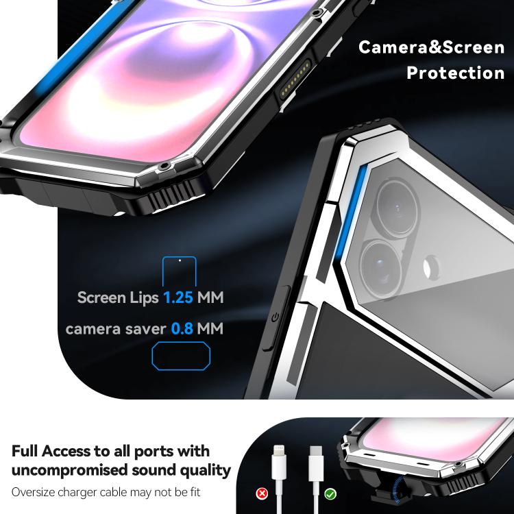 For iPhone 17 R-JUST Life Waterproof Dustproof Shockproof Holder Phone Case(Silver) by R-JUST