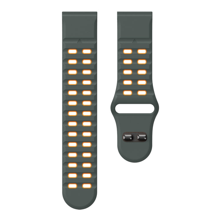 For Garmin 22mm Two Color Rivets Buckle Quick Release Silicone Watch Band(Carbon Gray Orange) by bashfashion