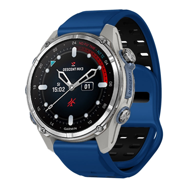 For Garmin 26mm Two Color Rivets Buckle Quick Release Silicone Watch Band(Blue Black) by bashfashion