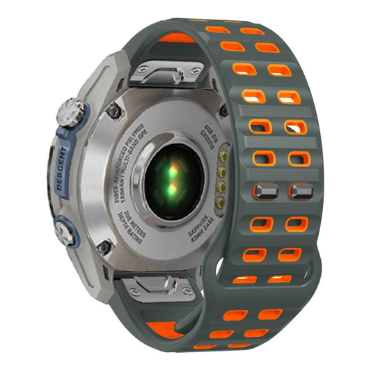 For Garmin 26mm Two Color Rivets Buckle Quick Release Silicone Watch Band(Carbon Gray Orange) by bashfashion