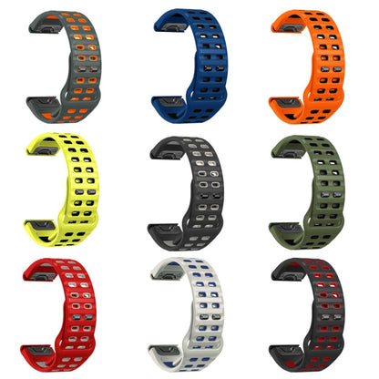 For Garmin 26mm Two Color Rivets Buckle Quick Release Silicone Watch Band(Carbon Gray Orange) by bashfashion