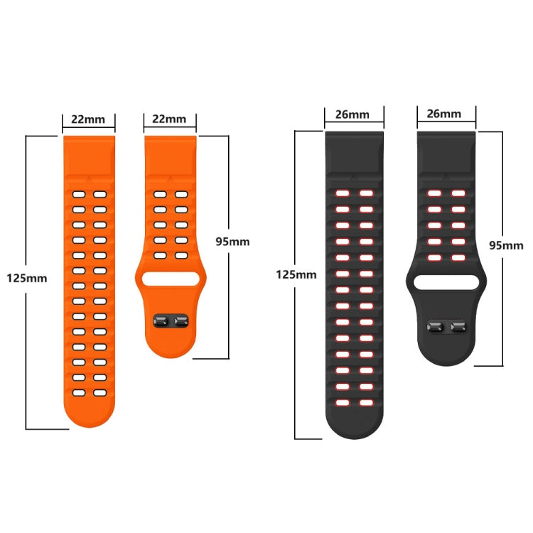 For Garmin 26mm Two Color Rivets Buckle Quick Release Silicone Watch Band(Carbon Gray Orange) by bashfashion