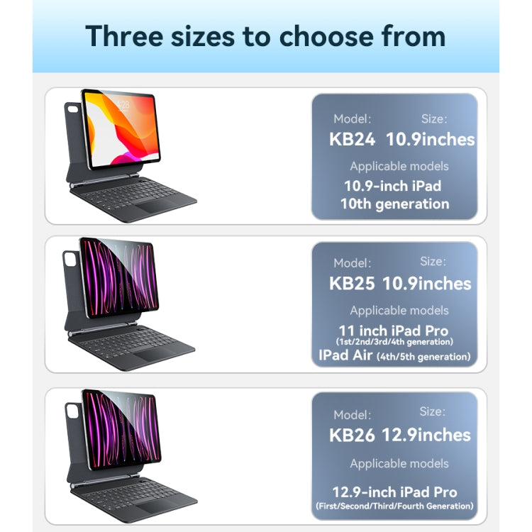 For iPad 10th Gen 10.9 2022 Yesido Dual-sided Clip Digital Display Magnetic Keyboard Leather Case(Black) by Yesido