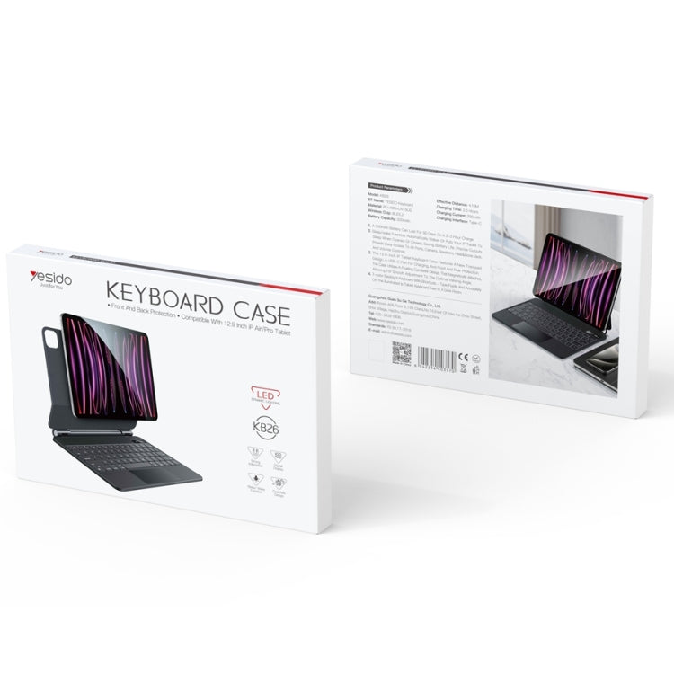 For iPad Pro 12.9 2020 / 2018 Yesido Dual-sided Clip Digital Display Magnetic Keyboard Leather Case(Black) by Yesido