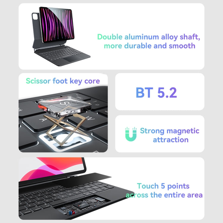 For iPad Pro 12.9 2020 / 2018 Yesido Dual-sided Clip Digital Display Magnetic Keyboard Leather Case(Black) by Yesido