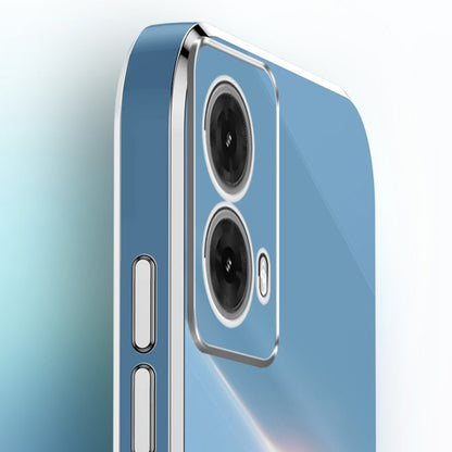 For Motorola Moto G85 XINLI Straight Edge 6D Electroplate TPU Phone Case with Ring Holder(Mint Green) by XINLI