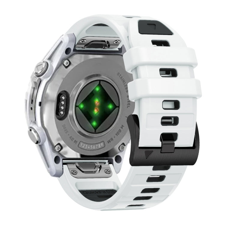 For Garmin 26mm Official Two Color Quick Release Silicone Watch Band(White Black) by bashfashion