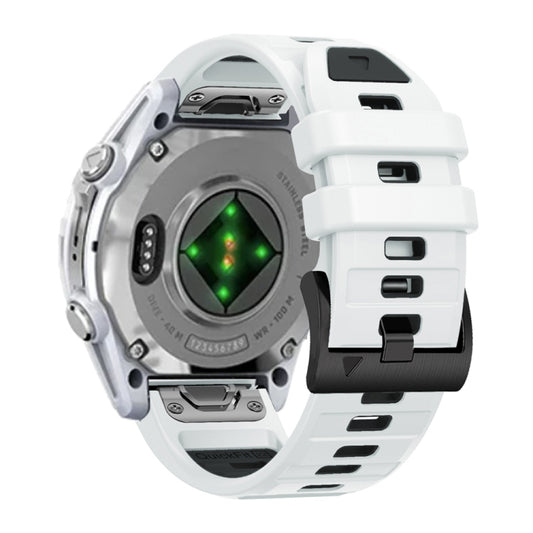 For Garmin 26mm Official Two Color Quick Release Silicone Watch Band(White Black) by bashfashion