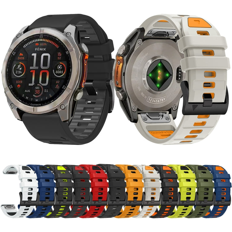 For Garmin 26mm Official Two Color Quick Release Silicone Watch Band(White Black) by bashfashion