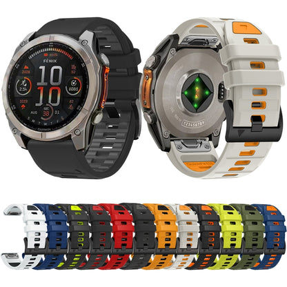 For Garmin 26mm Official Two Color Quick Release Silicone Watch Band(White Black) by bashfashion