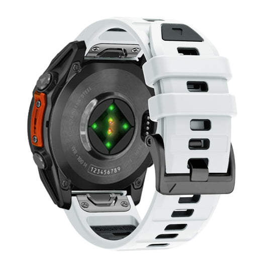 For Garmin 26mm Official Two Color Screw Buckle Quick Release Silicone Watch Band(White Black) by bashfashion