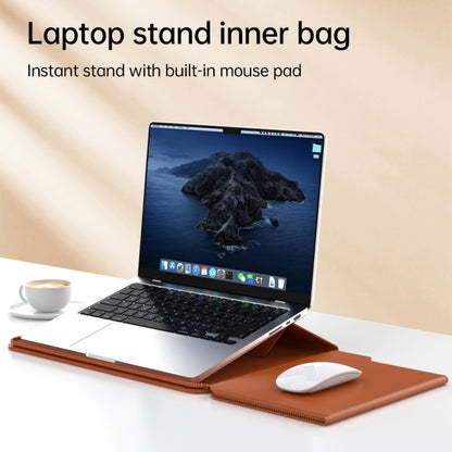 Multifunctional Laptop PU Magnetic Stand Split Liner Bag with Mouse Pad Function, Size:15 inch(Grey) by bashfashion